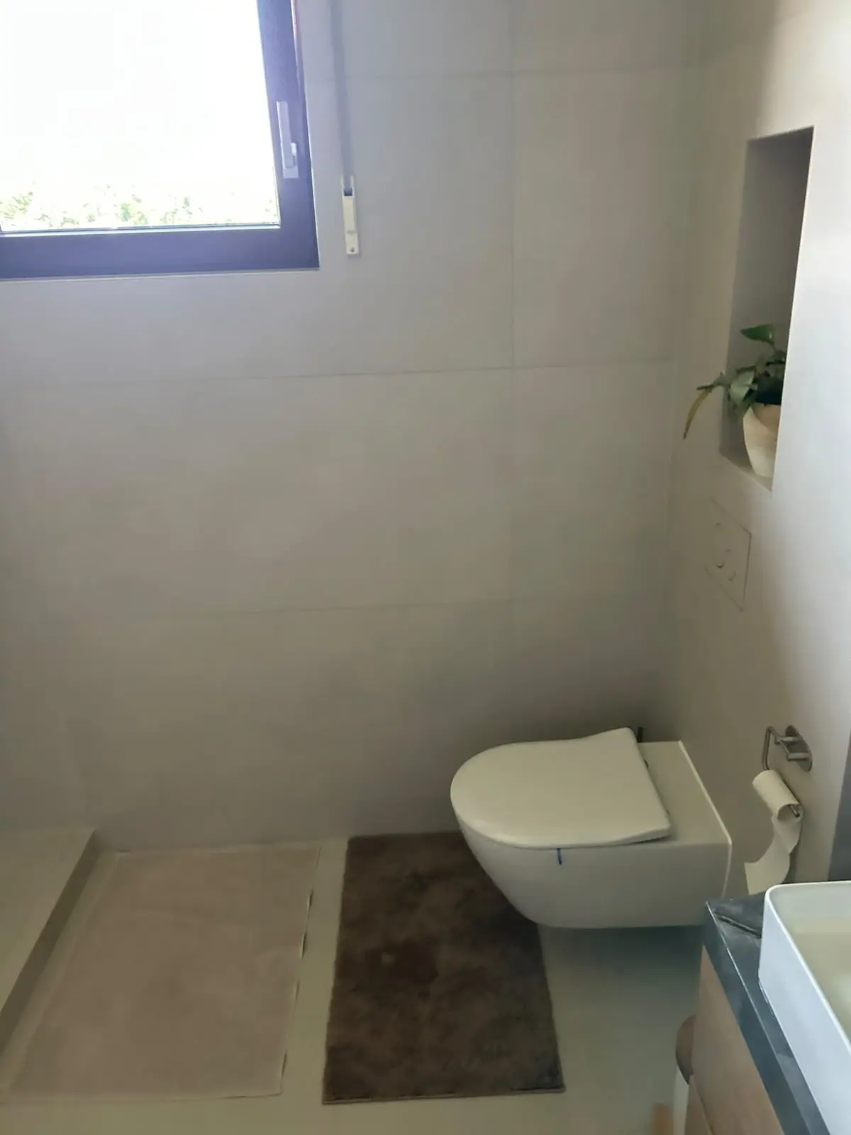 Rekonstrukce koupelny Petřvald u Karviné – závěsné WC s výklenkem a oknem